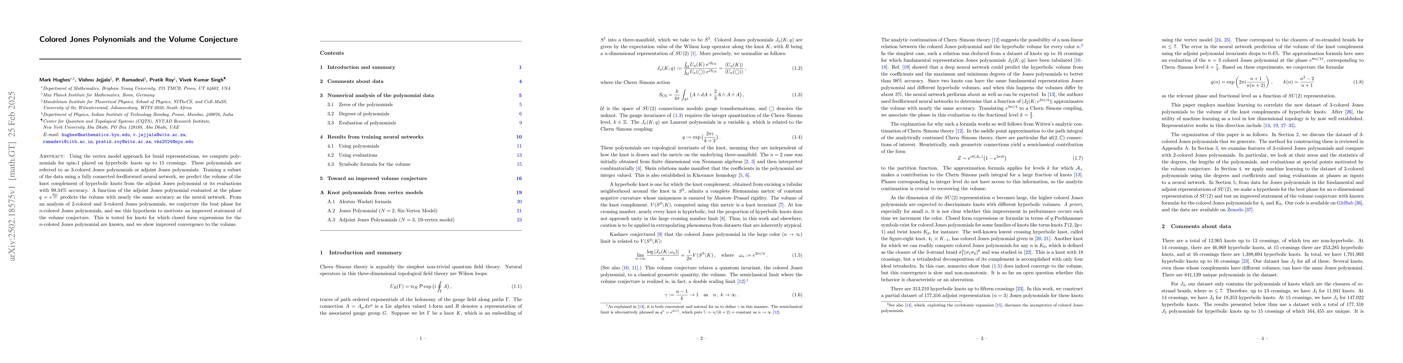 Thumbnail for Colored Jones Polynomials and the Volume Conjecture