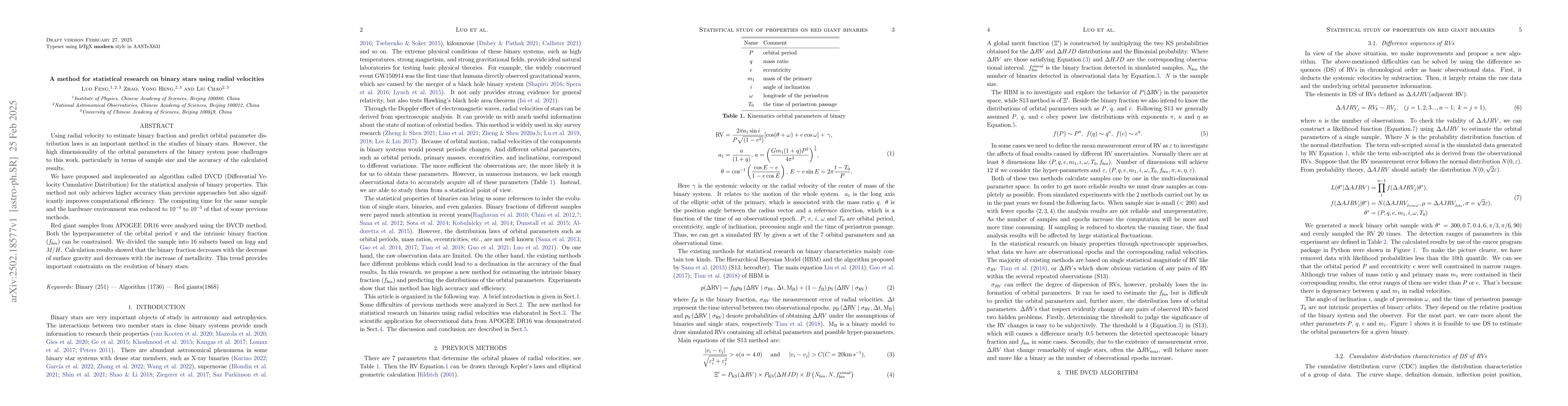 Thumbnail for A method for statistical research on binary stars using radial
  velocities