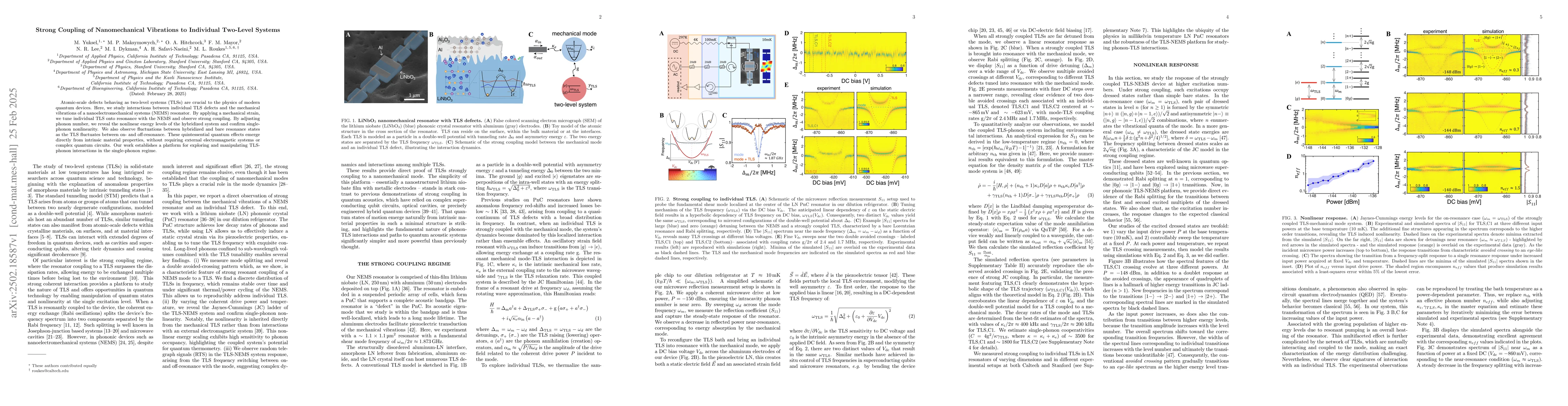 Thumbnail for Strong Coupling of Nanomechanical Vibrations to Individual Two-Level
  Systems