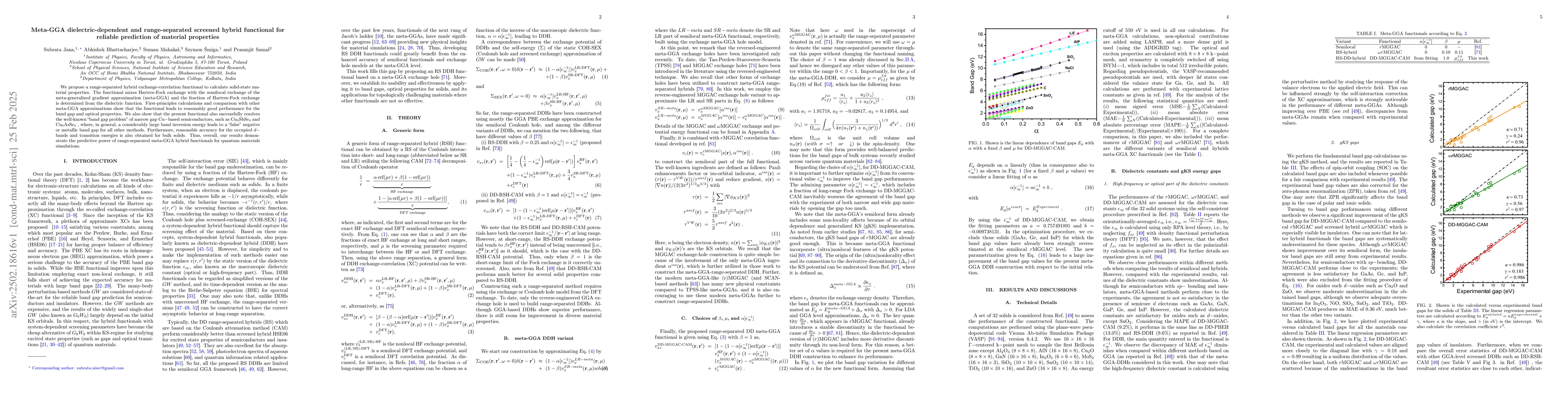 Thumbnail for Meta-GGA dielectric-dependent and range-separated screened hybrid
  functional for reliable prediction of material properties