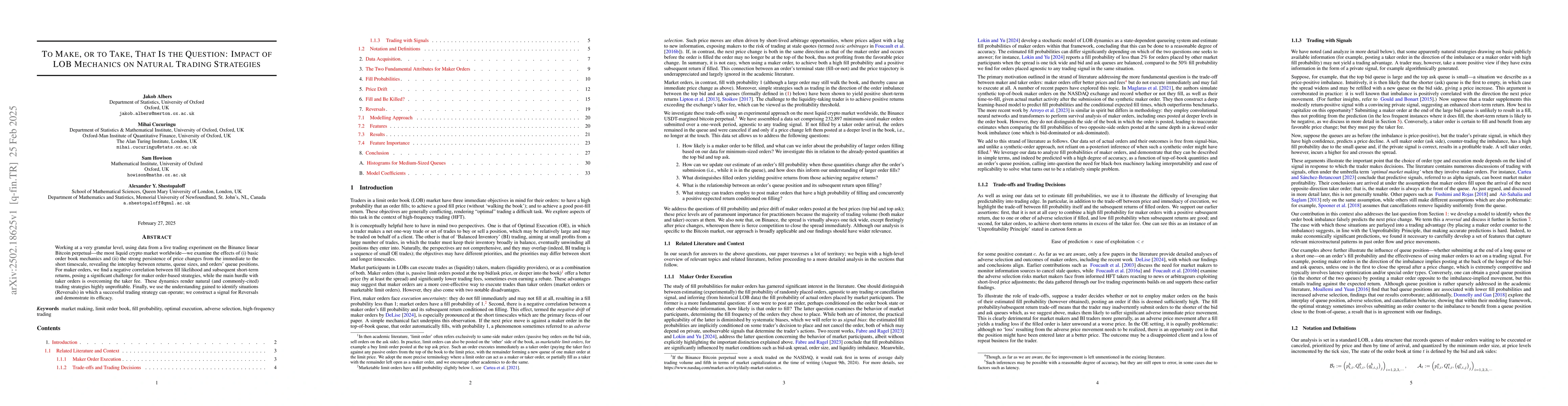 Thumbnail for To Make, or to Take, That Is the Question: Impact of LOB Mechanics on
  Natural Trading Strategies