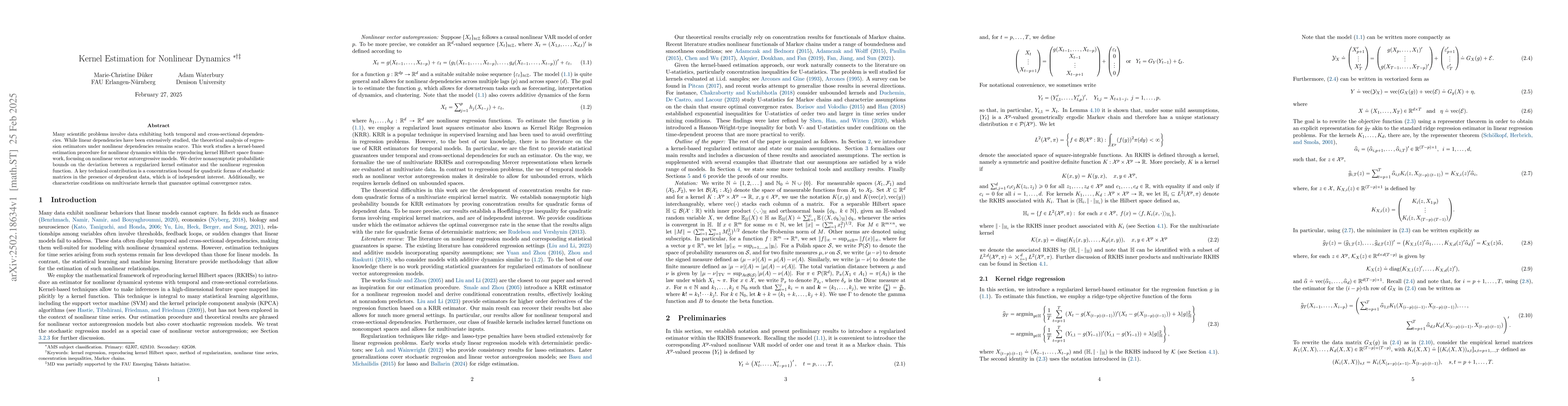 Thumbnail for Kernel Estimation for Nonlinear Dynamics