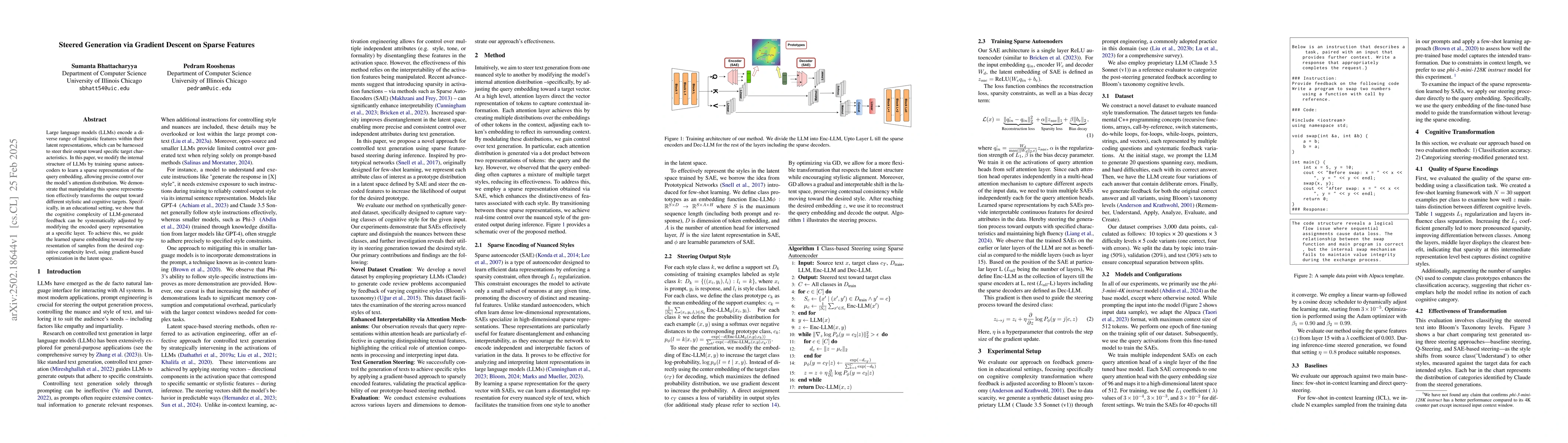 Thumbnail for Steered Generation via Gradient Descent on Sparse Features