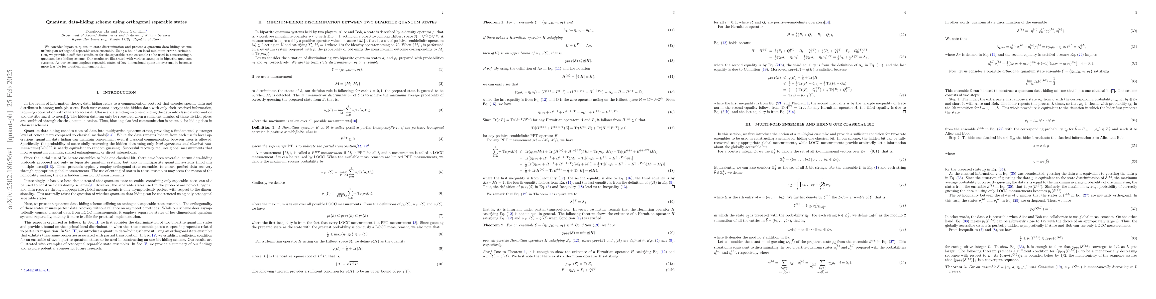 Thumbnail for Quantum data-hiding scheme using orthogonal separable states