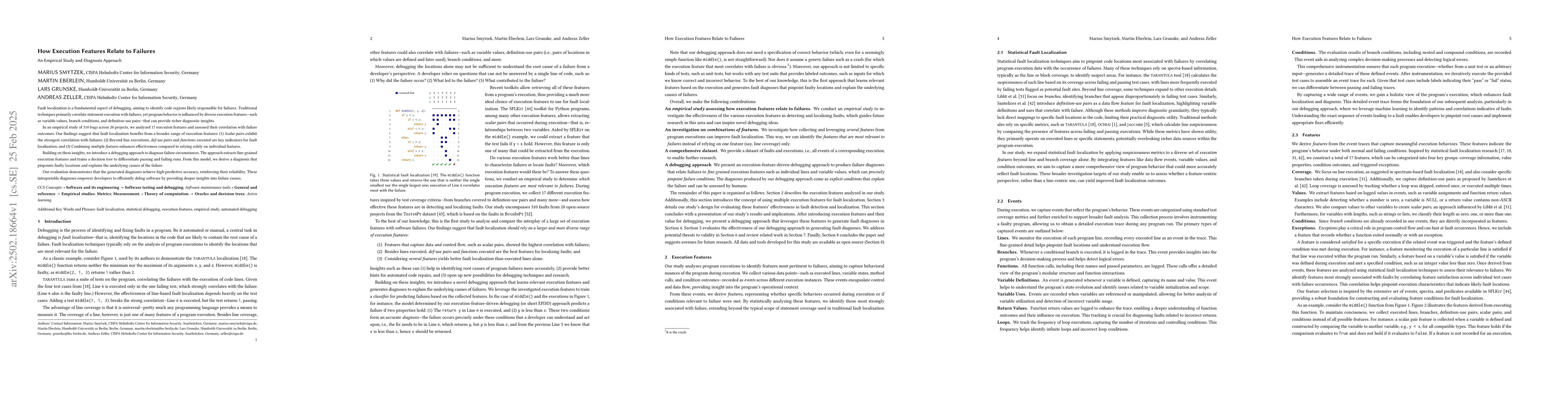 Thumbnail for How Execution Features Relate to Failures: An Empirical Study and
  Diagnosis Approach