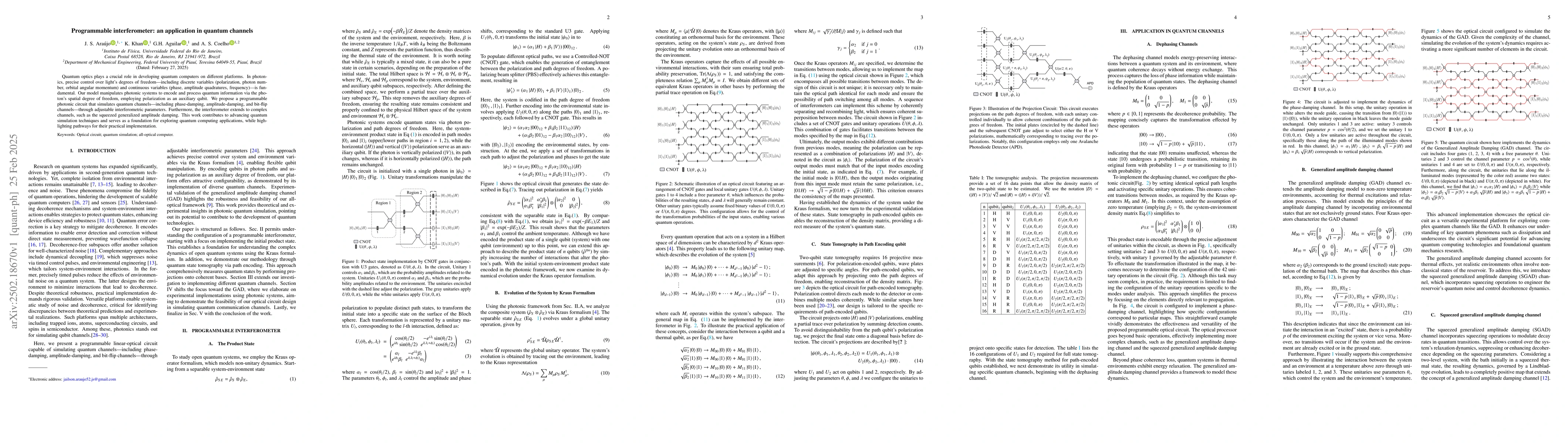 Thumbnail for Programmable interferometer: an application in quantum channels