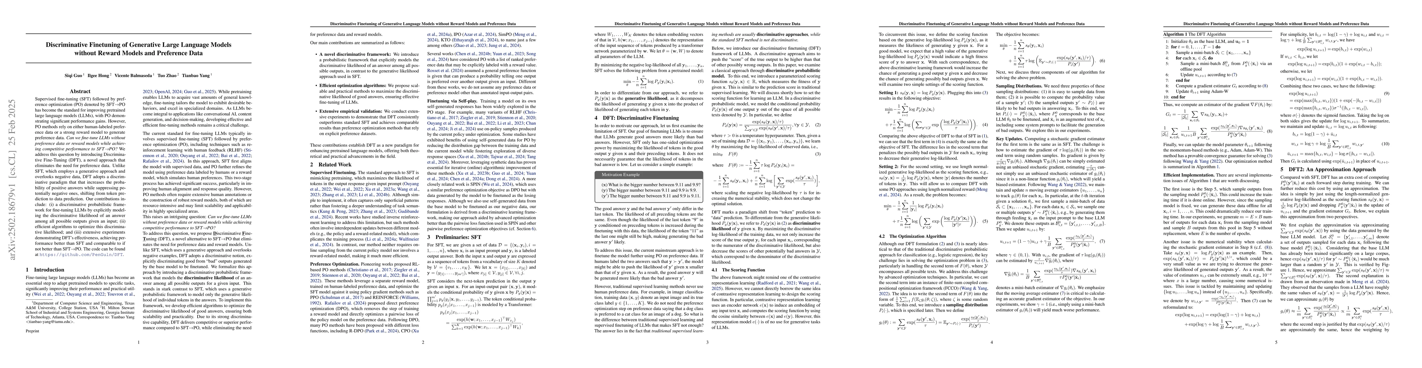 Thumbnail for Discriminative Finetuning of Generative Large Language Models without
  Reward Models and Preference Data