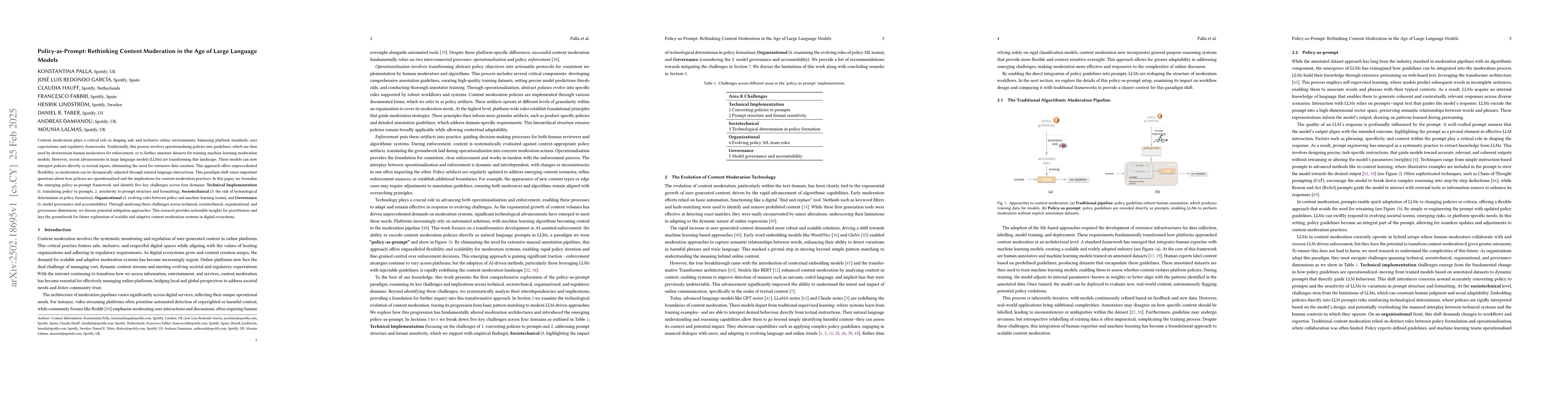 Thumbnail for Policy-as-Prompt: Rethinking Content Moderation in the Age of Large
  Language Models
