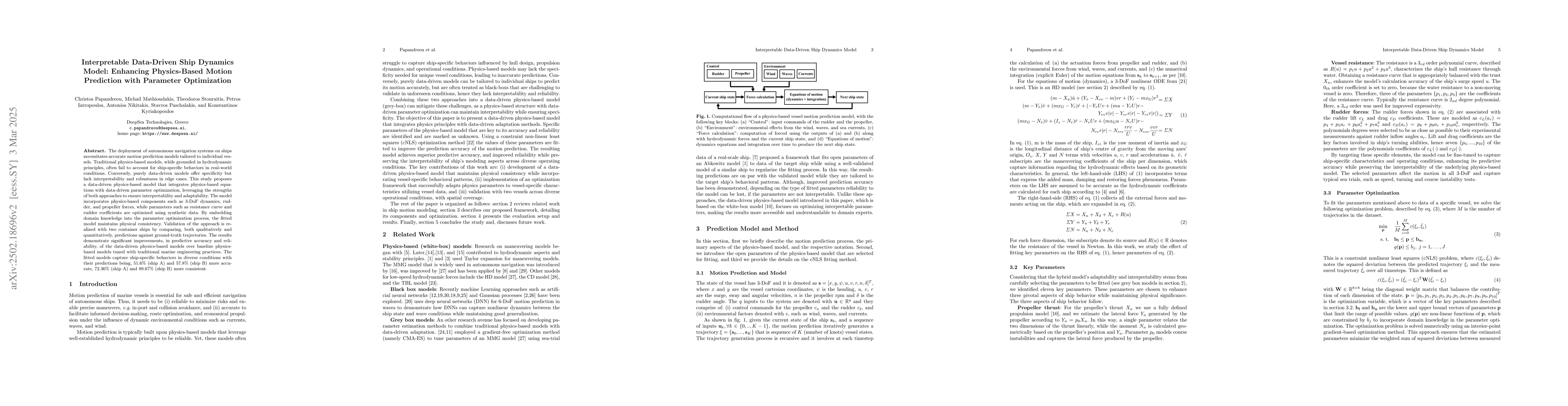Thumbnail for Interpretable Data-Driven Ship Dynamics Model: Enhancing Physics-Based
  Motion Prediction with Parameter Optimization