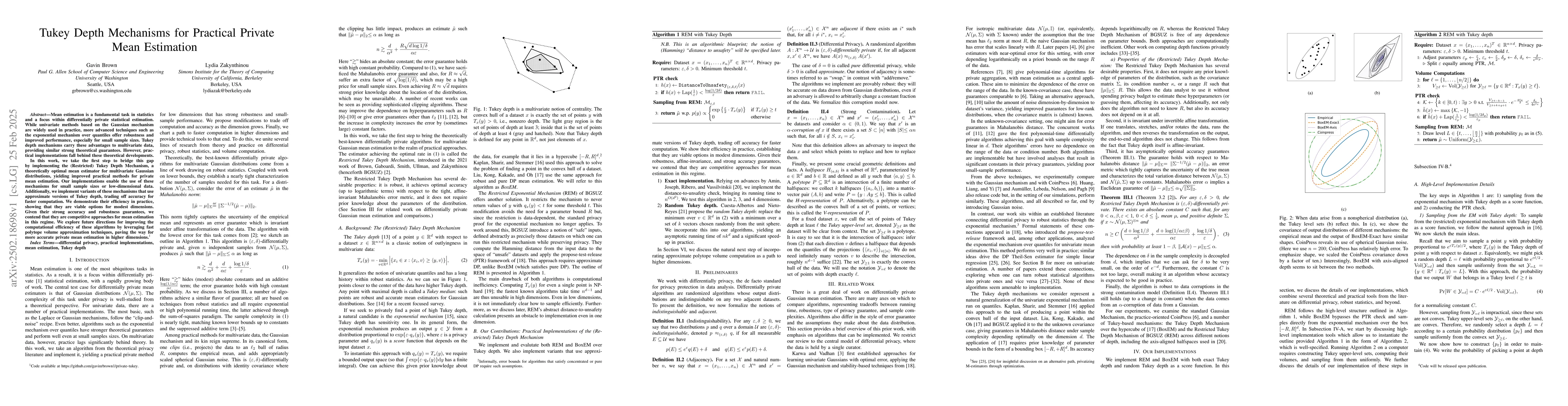 Thumbnail for Tukey Depth Mechanisms for Practical Private Mean Estimation