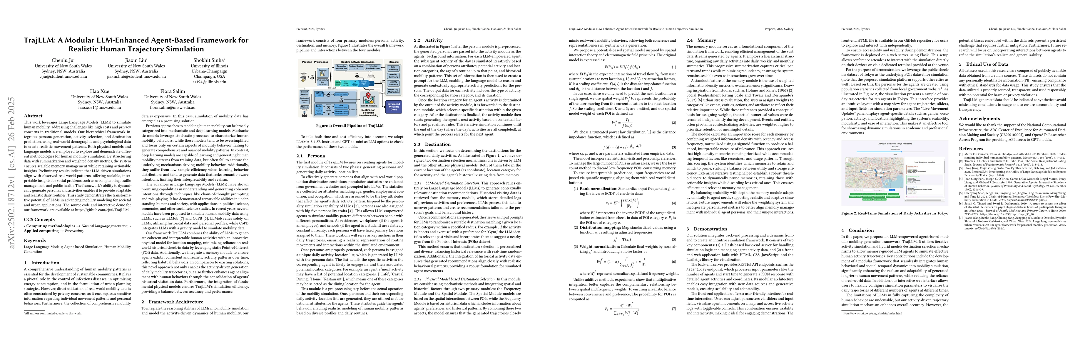 Thumbnail for TrajLLM: A Modular LLM-Enhanced Agent-Based Framework for Realistic
  Human Trajectory Simulation