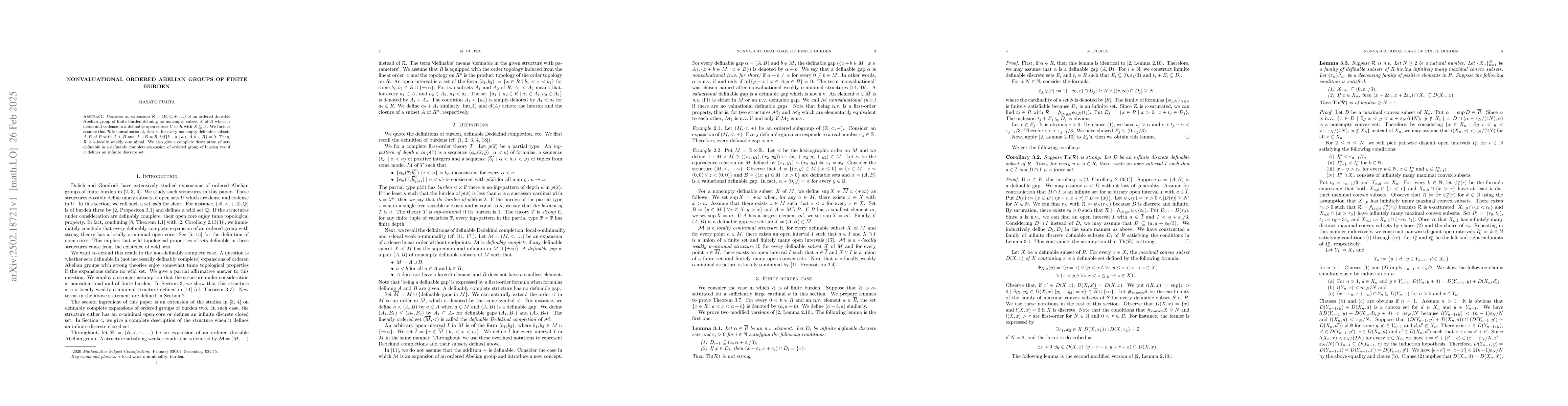 Thumbnail for Nonvaluational ordered Abelian groups of finite burden