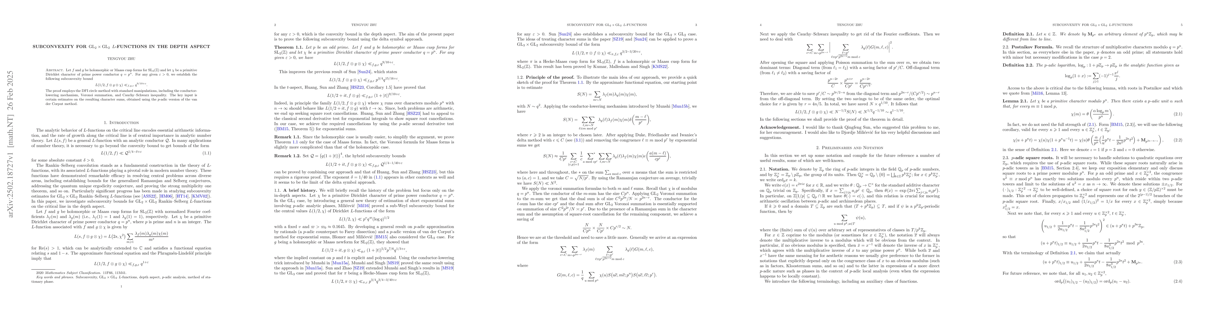 Thumbnail for Subconvexity for $\rm GL_2 \times GL_2$ $L$-functions in the depth
  aspect