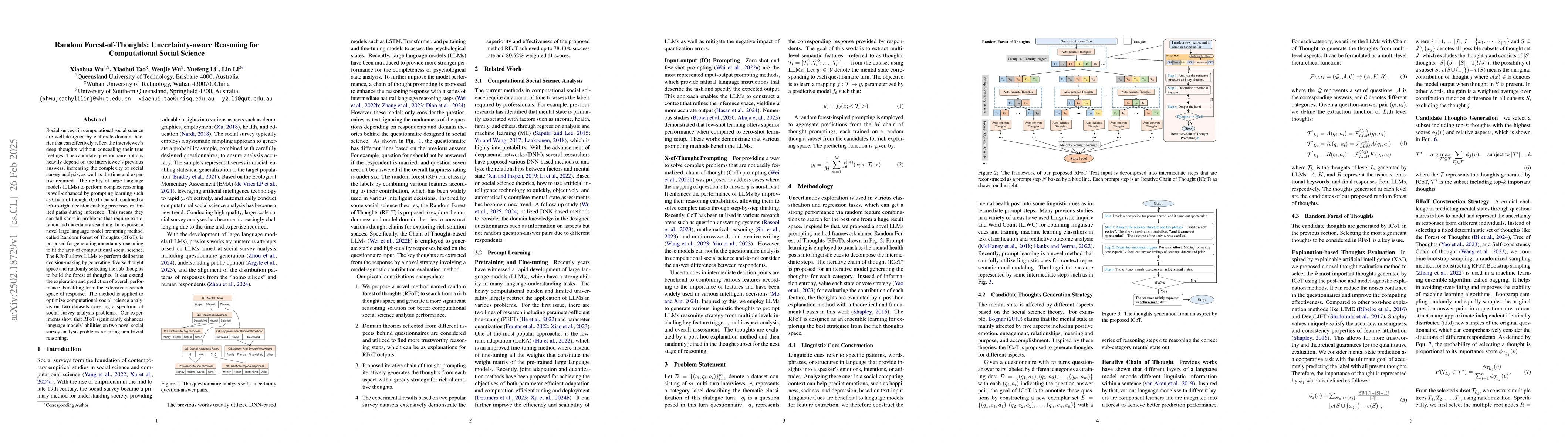 Thumbnail for Random Forest-of-Thoughts: Uncertainty-aware Reasoning for Computational
  Social Science