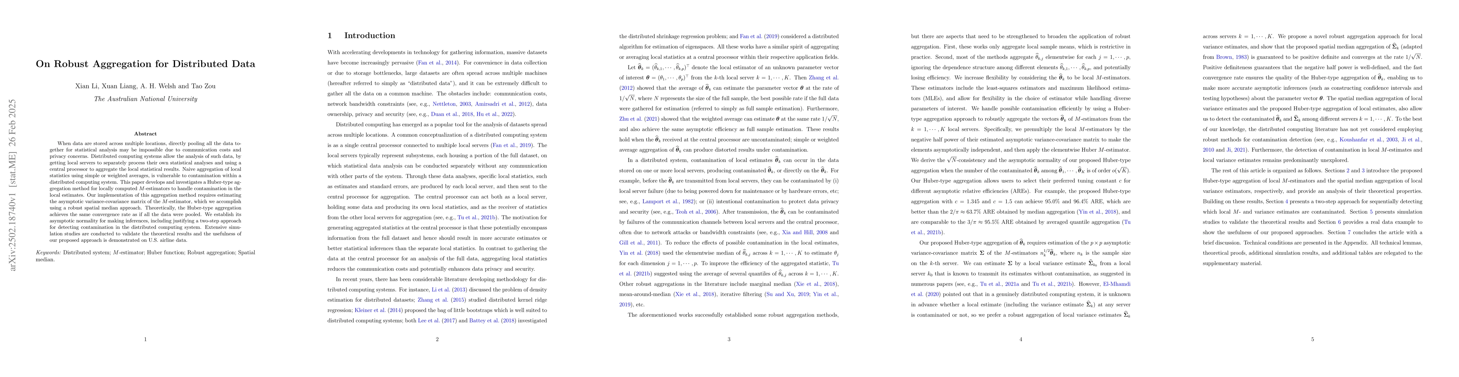 Thumbnail for On Robust Aggregation for Distributed Data