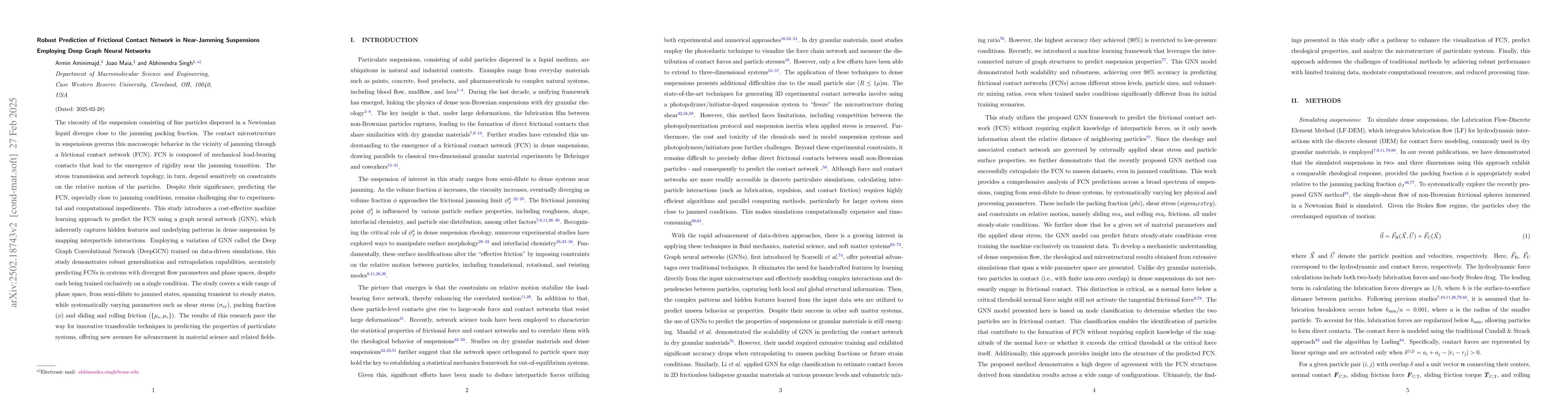 Thumbnail for Robust Prediction of Frictional Contact Network in Near-Jamming
  Suspensions Employing Deep Graph Neural Networks