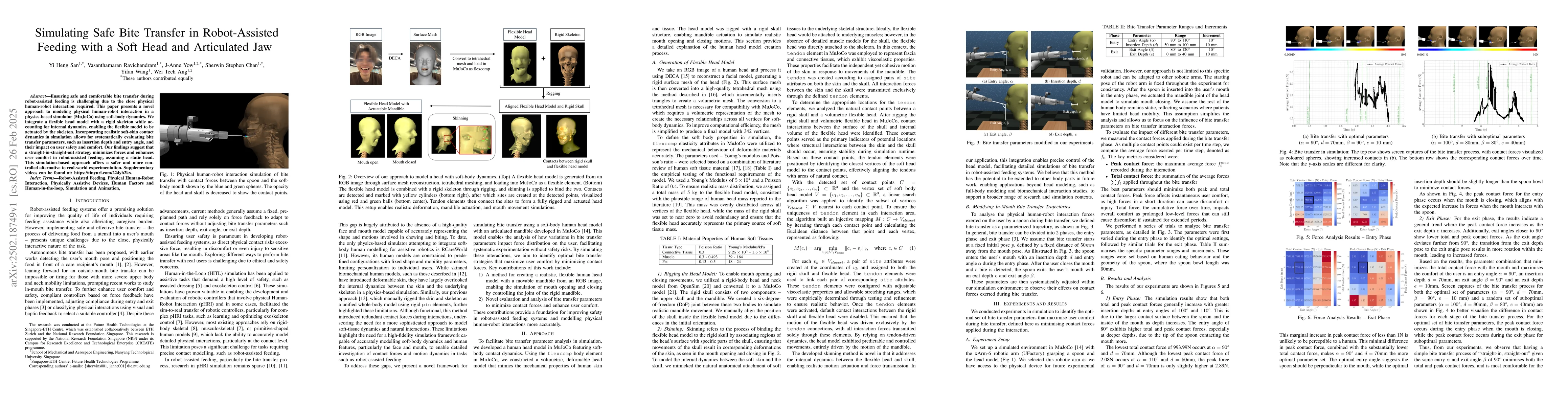 Thumbnail for Simulating Safe Bite Transfer in Robot-Assisted Feeding with a Soft Head
  and Articulated Jaw