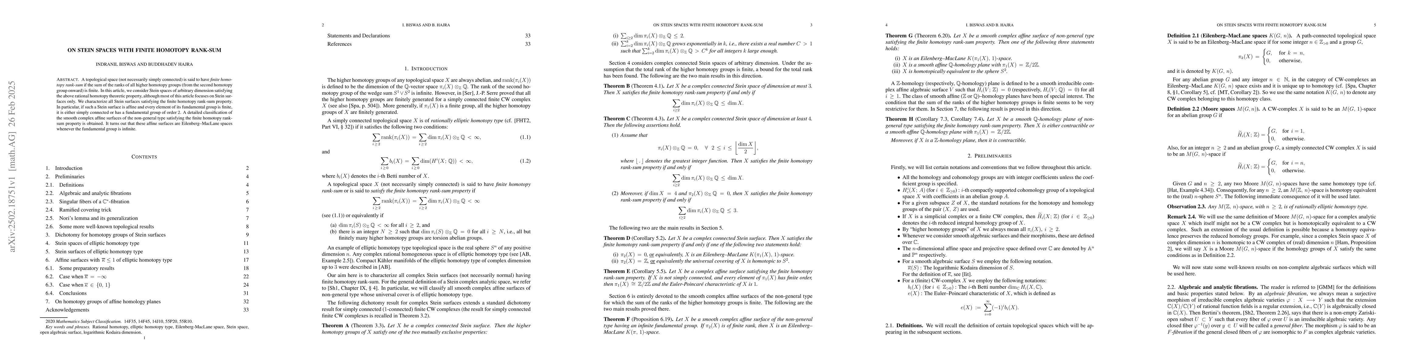 Thumbnail for On Stein spaces with finite homotopy rank-sum