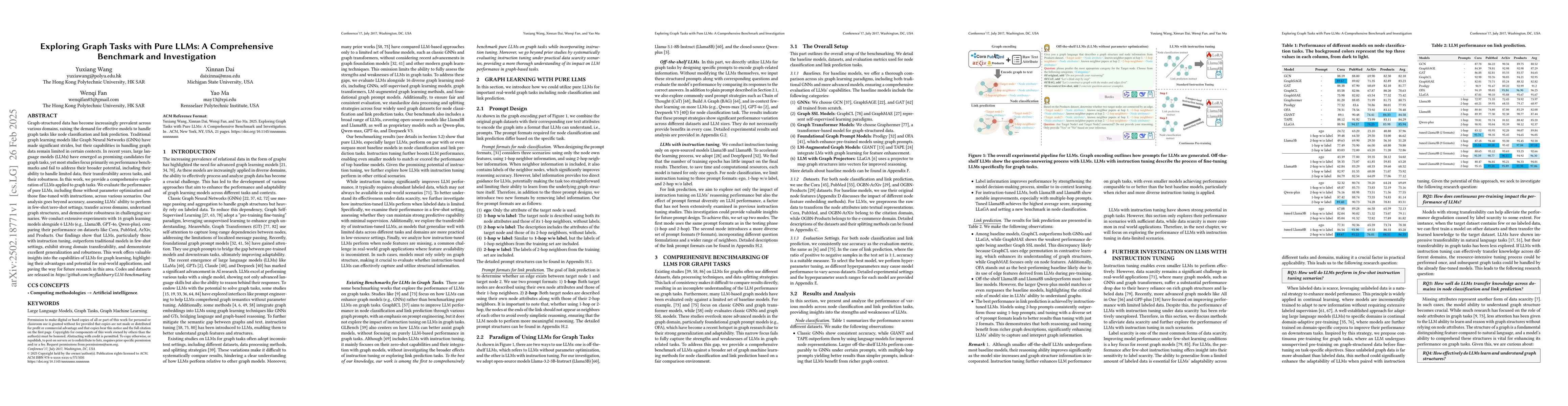 Thumbnail for Exploring Graph Tasks with Pure LLMs: A Comprehensive Benchmark and
  Investigation