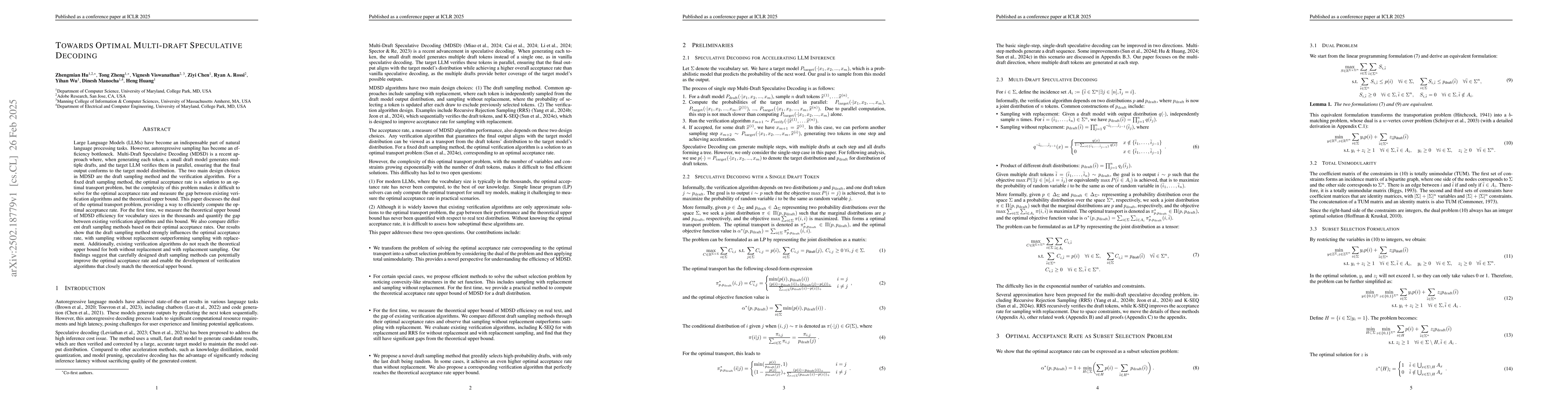 Thumbnail for Towards Optimal Multi-draft Speculative Decoding