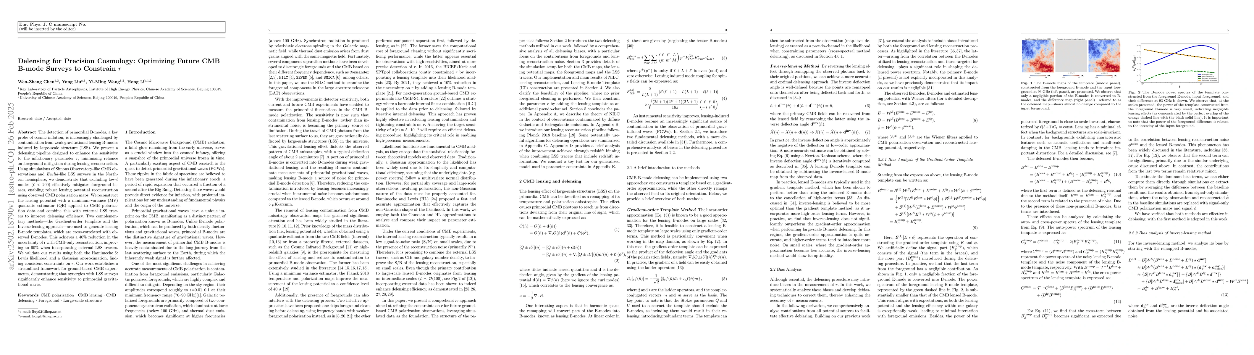 Thumbnail for Delensing for Precision Cosmology: Optimizing Future CMB B-mode Surveys
  to Constrain r