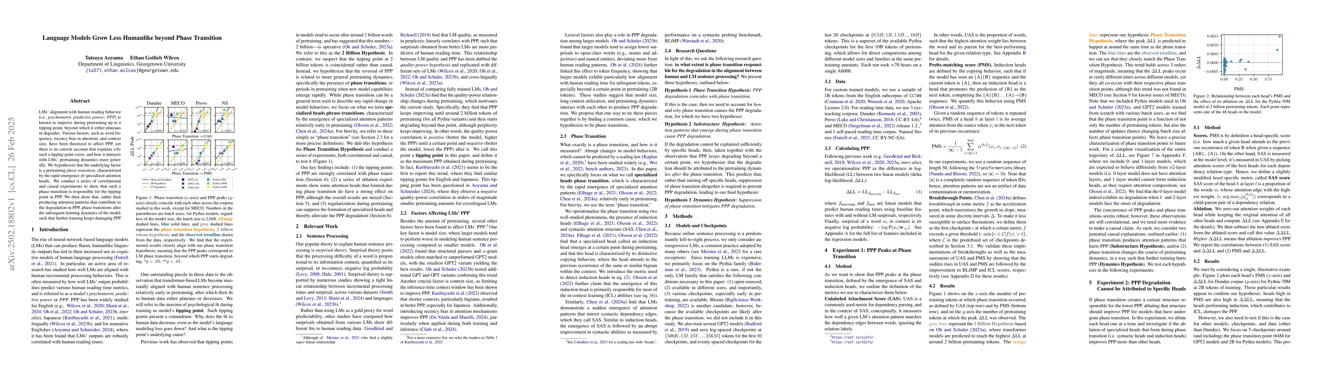 Thumbnail for Language Models Grow Less Humanlike beyond Phase Transition
