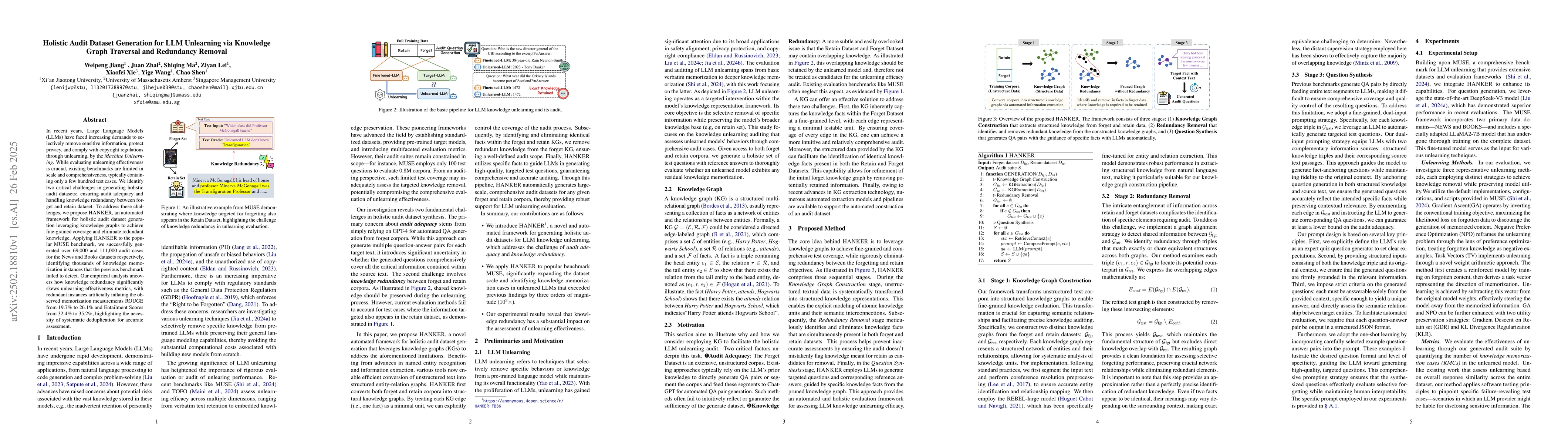 Thumbnail for Holistic Audit Dataset Generation for LLM Unlearning via Knowledge Graph
  Traversal and Redundancy Removal