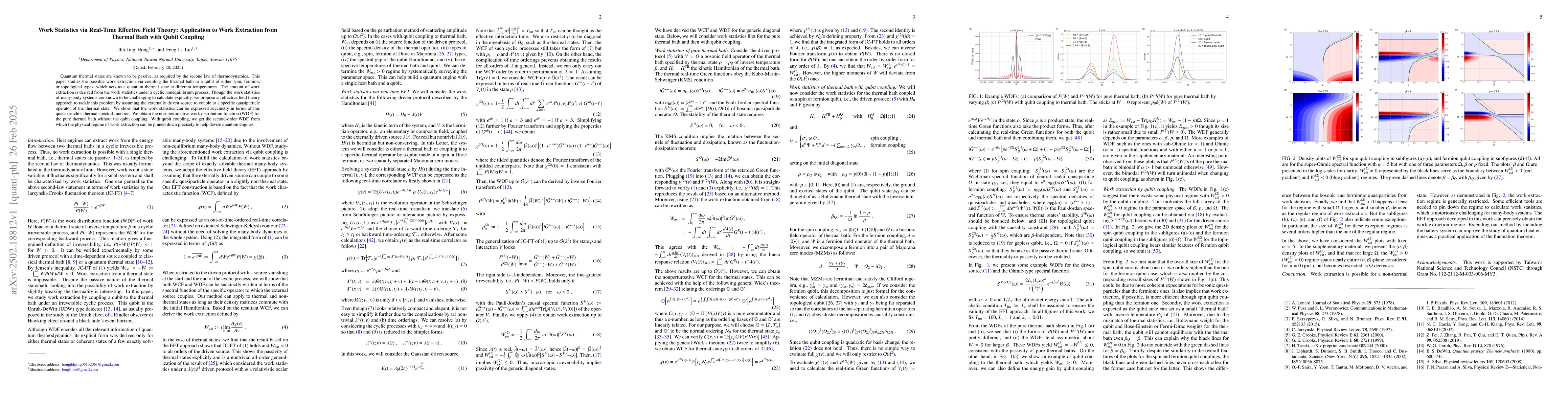 Thumbnail for Work Statistics via Real-Time Effective Field Theory: Application to
  Work Extraction from Thermal Bath with Qubit Coupling