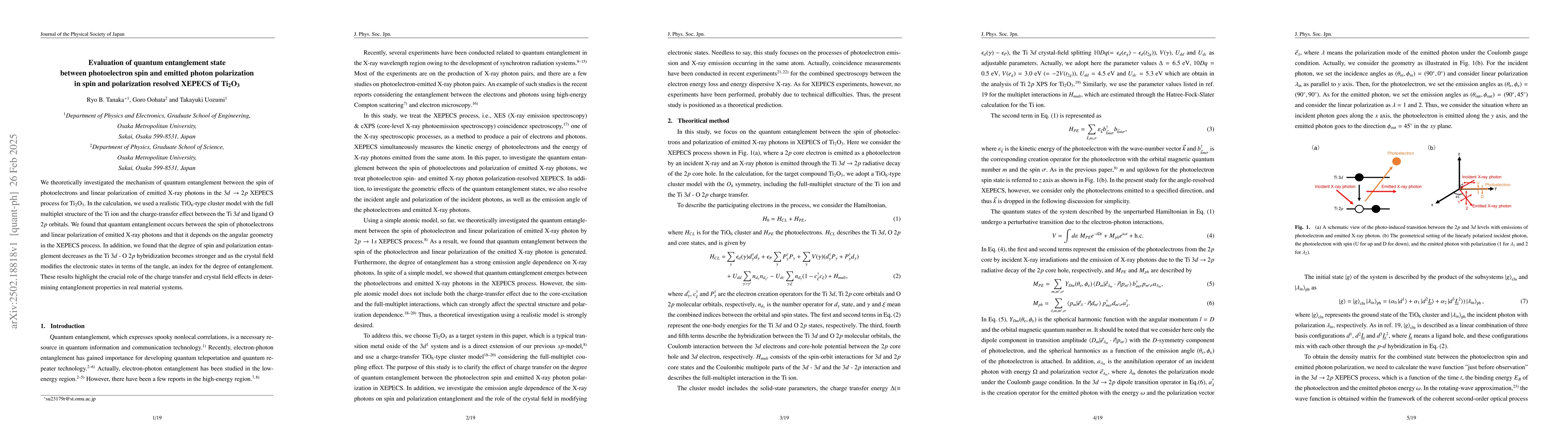 Thumbnail for Evaluation of quantum entanglement state between photoelectron spin and
  emitted photon polarization in spin and polarization resolved XEPECS of $\rm
  Ti_{2}O_{3}$