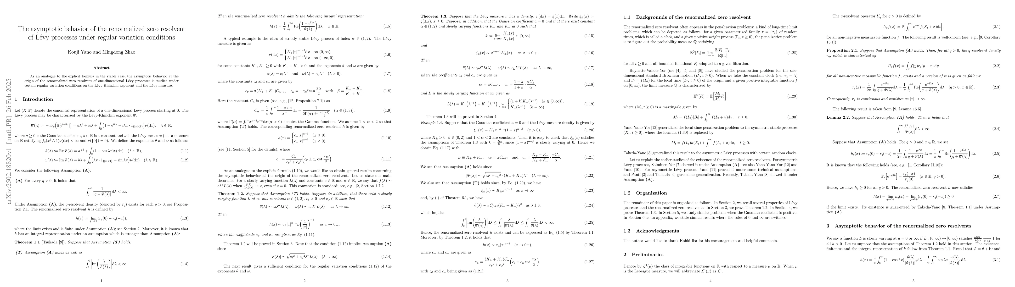 Thumbnail for The asymptotic behavior of the renormalized zero resolvent of Lévy
  processes under regular variation conditions