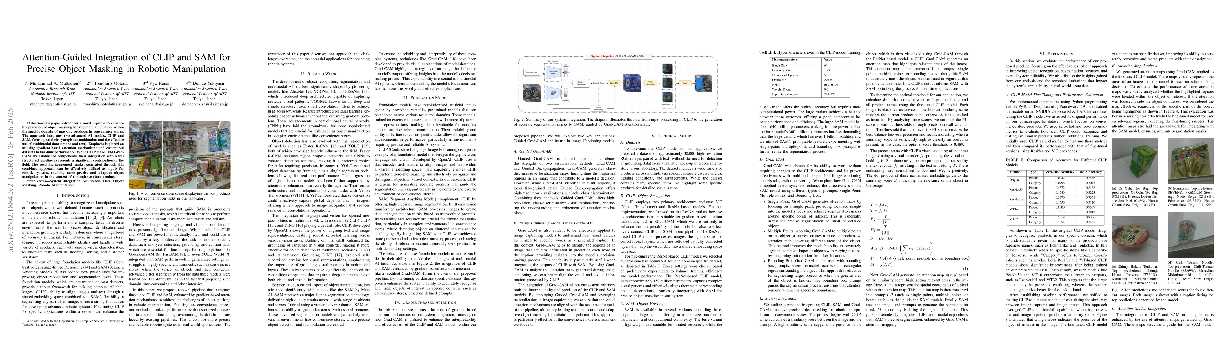 Thumbnail for Attention-Guided Integration of CLIP and SAM for Precise Object Masking
  in Robotic Manipulation