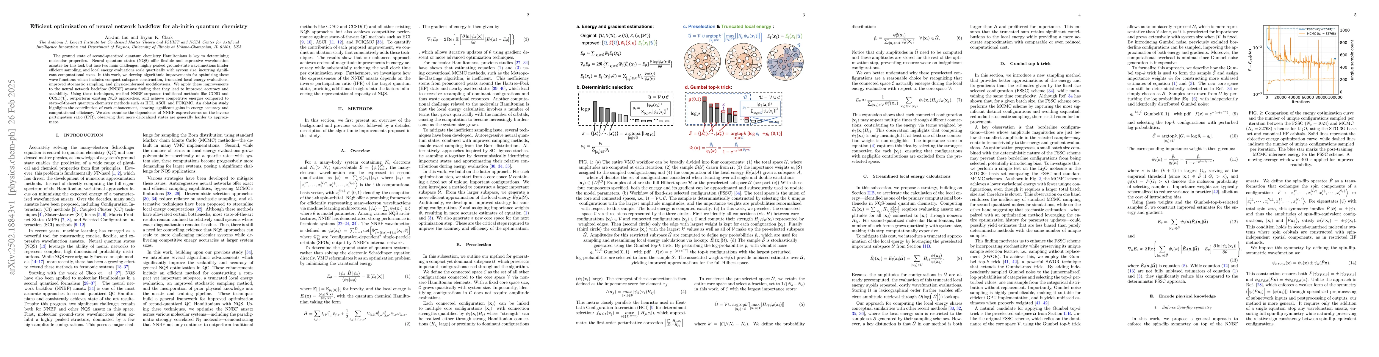 Thumbnail for Efficient optimization of neural network backflow for ab-initio quantum
  chemistry
