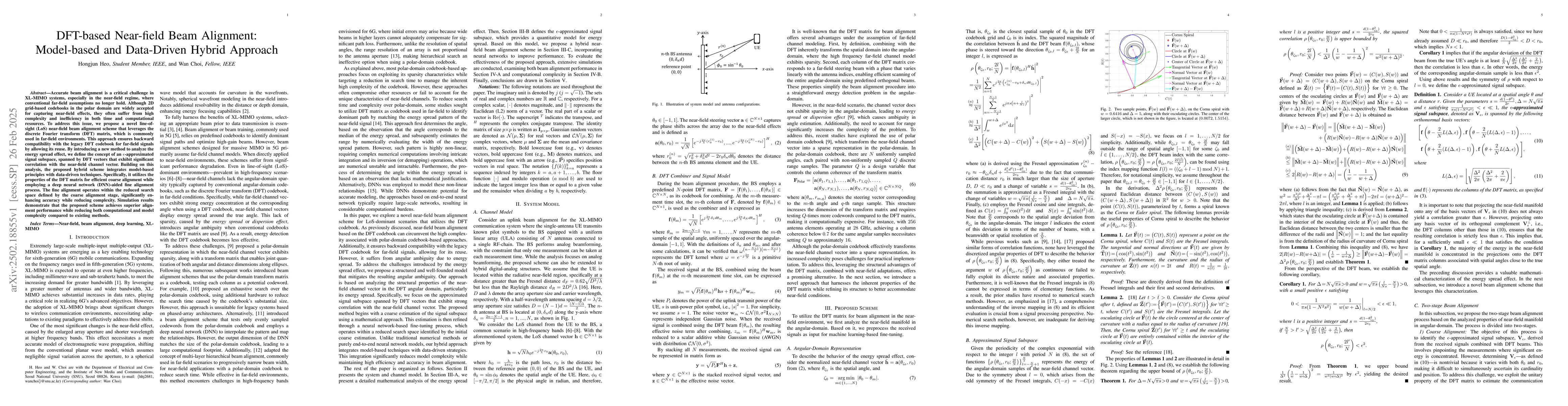 Thumbnail for DFT-based Near-field Beam Alignment: Model-based and Data-Driven Hybrid
  Approach