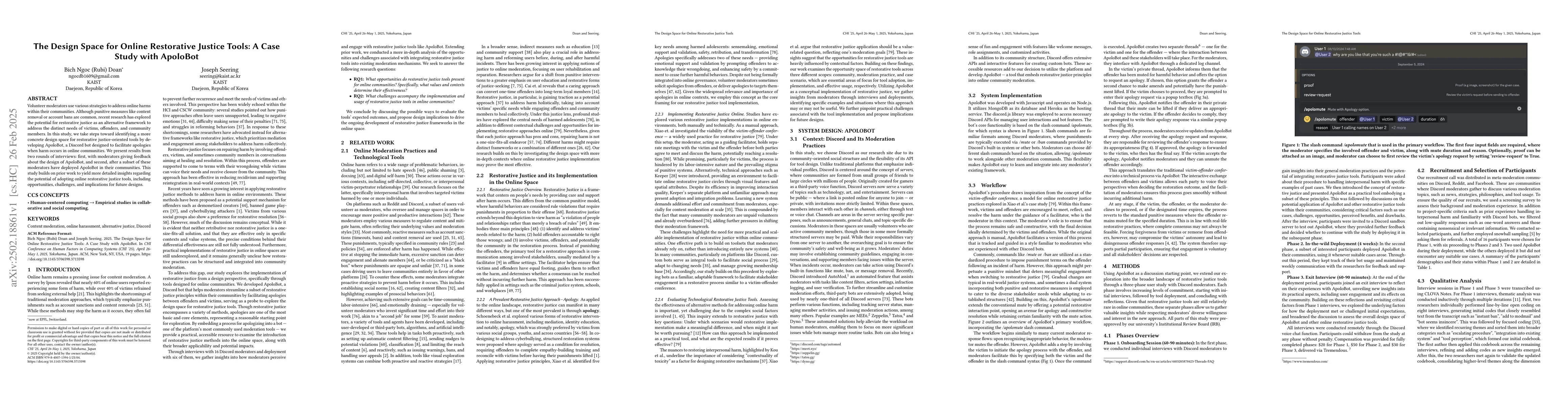 Thumbnail for The Design Space for Online Restorative Justice Tools: A Case Study with
  ApoloBot
