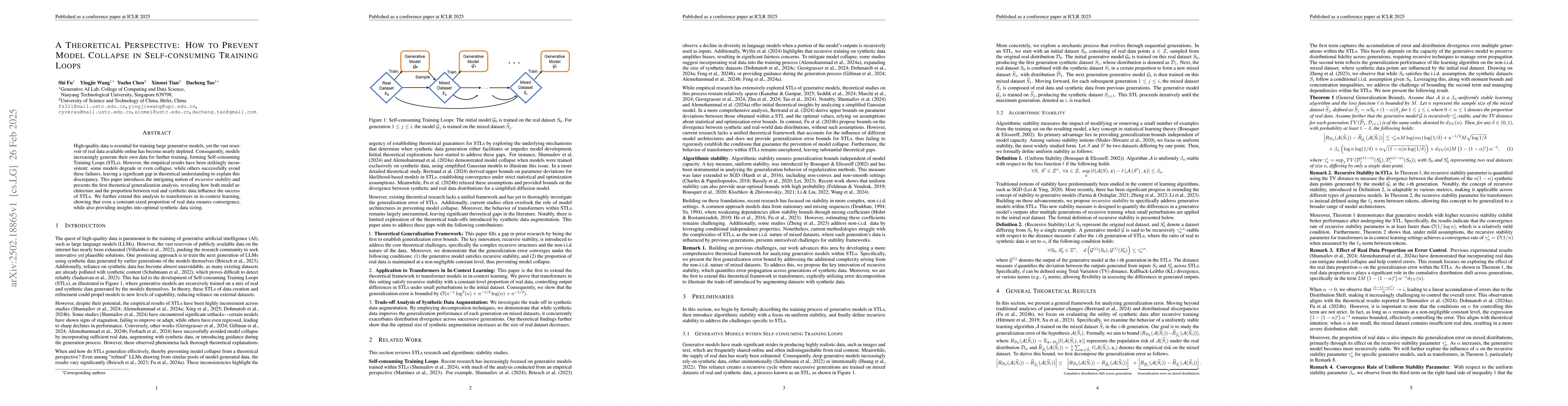 Thumbnail for A Theoretical Perspective: How to Prevent Model Collapse in
  Self-consuming Training Loops