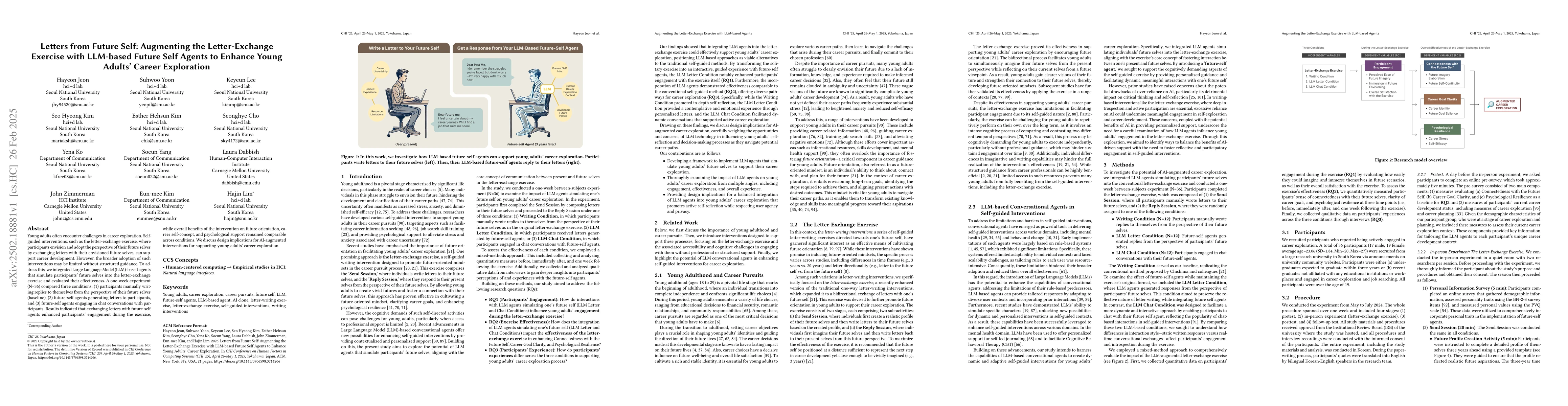 Thumbnail for Letters from Future Self: Augmenting the Letter-Exchange Exercise with
  LLM-based Agents to Enhance Young Adults' Career Exploration
