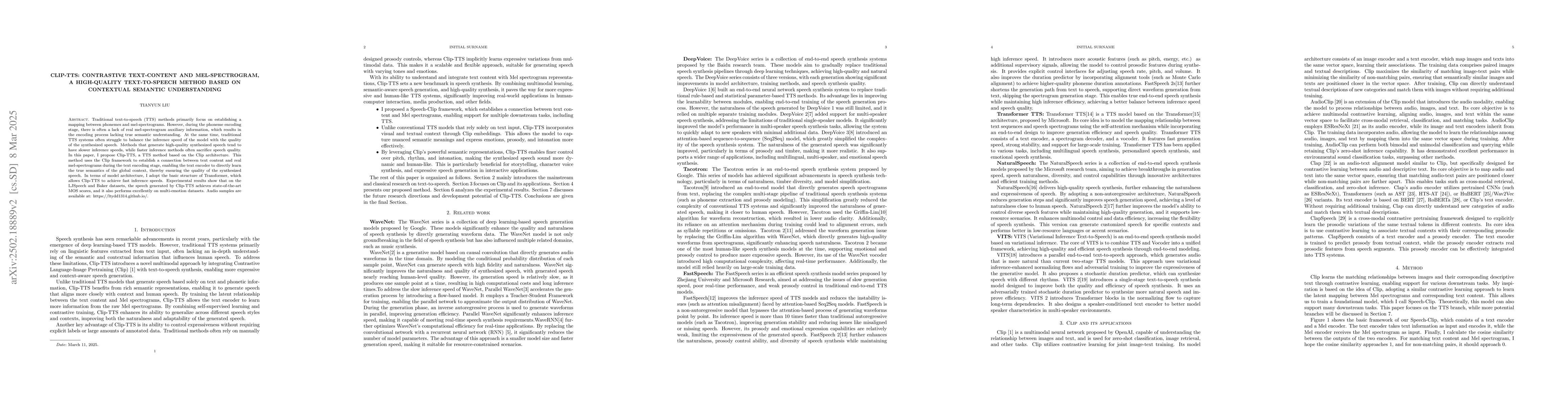 Thumbnail for Clip-TTS: Contrastive Text-content and Mel-spectrogram, A High-Huality
  Text-to-Speech Method based on Contextual Semantic Understanding