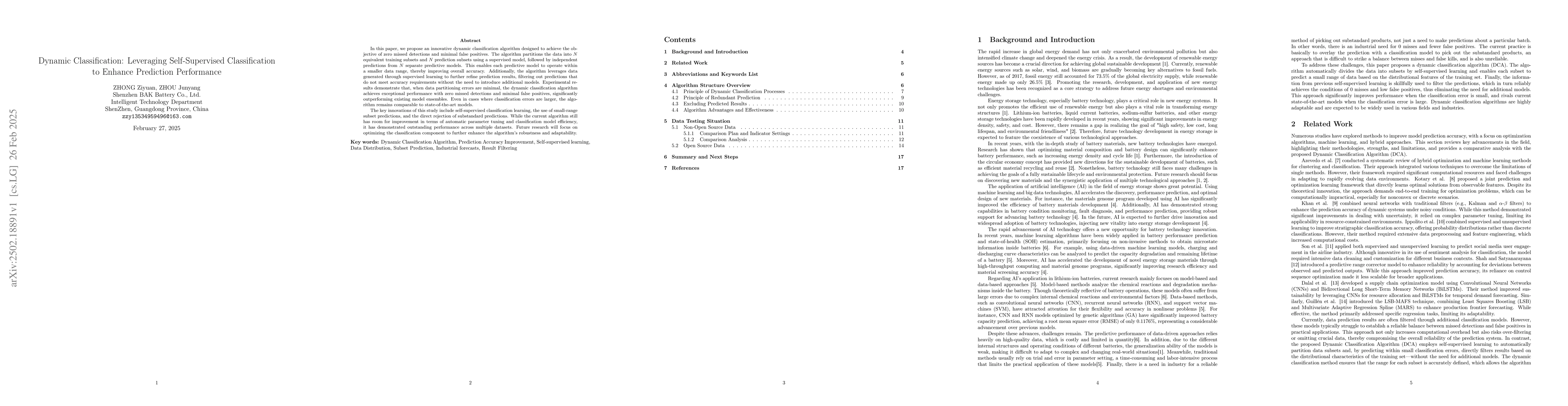 Thumbnail for Dynamic Classification: Leveraging Self-Supervised Classification to
  Enhance Prediction Performance