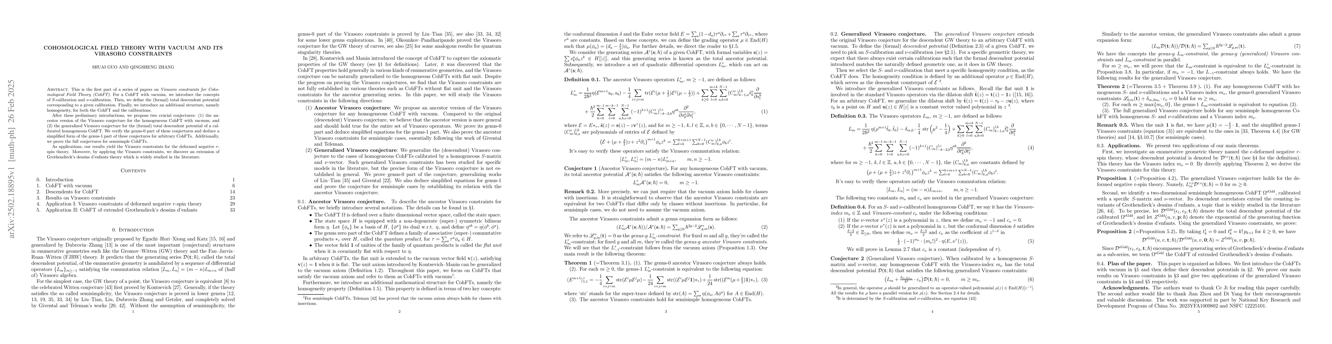 Thumbnail for Cohomological Field Theory with vacuum and its Virasoro constraints