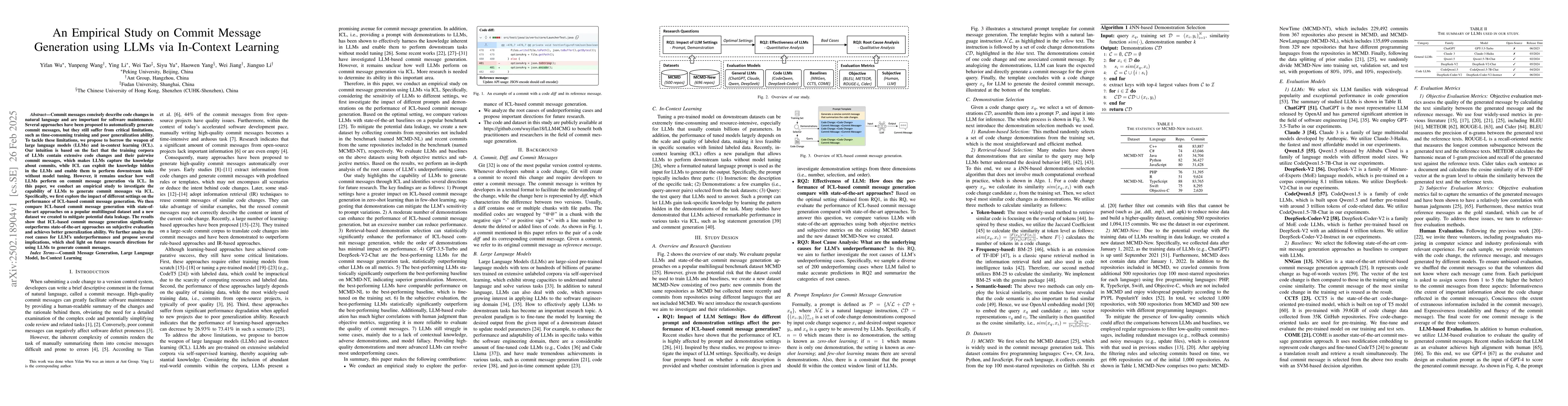 Thumbnail for An Empirical Study on Commit Message Generation using LLMs via
  In-Context Learning