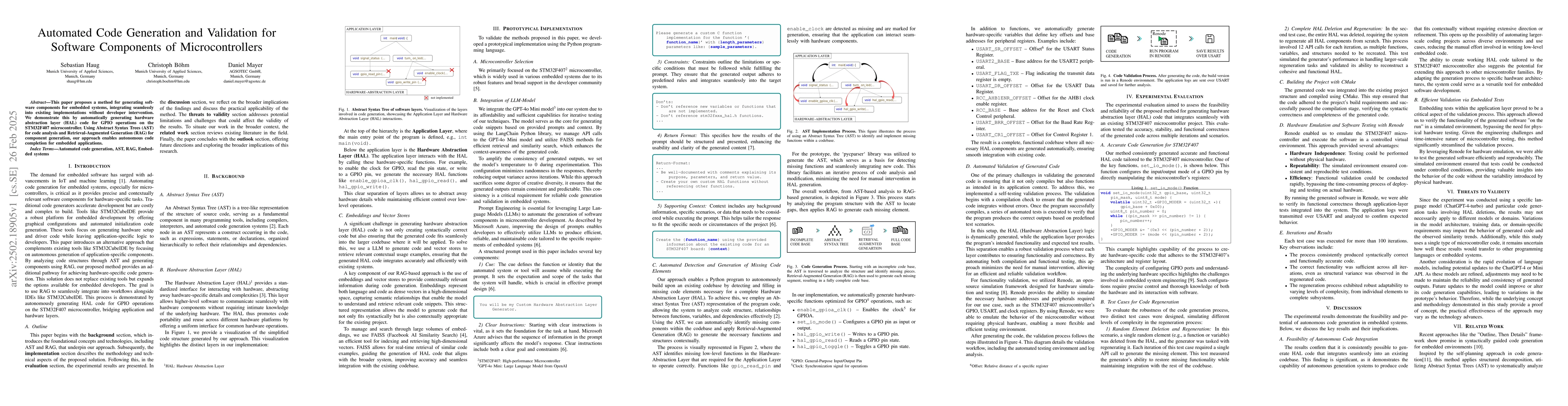 Thumbnail for Automated Code Generation and Validation for Software Components of
  Microcontrollers