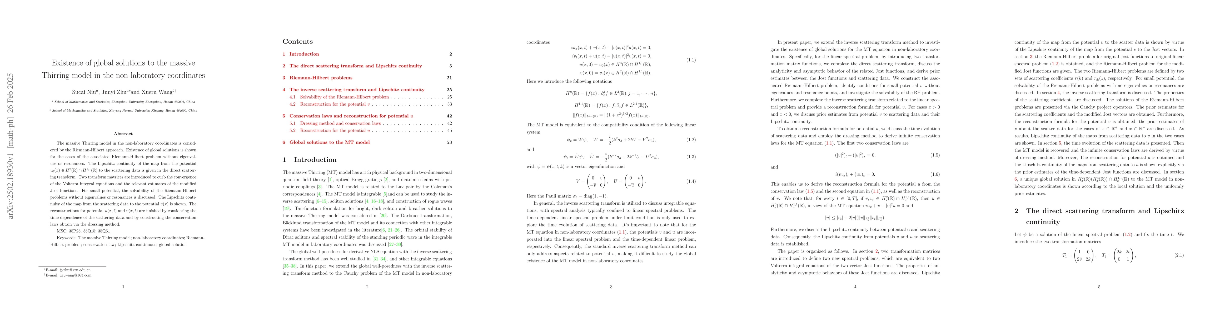 Thumbnail for Existence of global solutions to the massive Thirring model in the
  non-laboratory coordinates