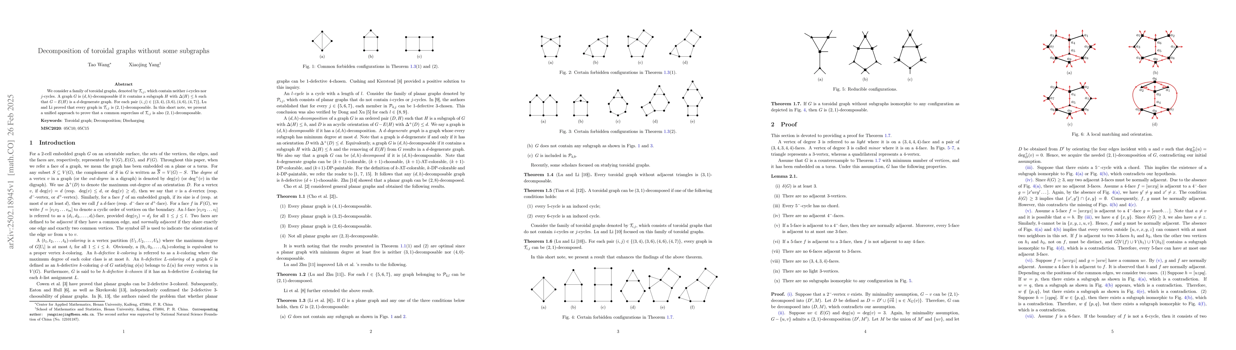 Thumbnail for Decomposition of toroidal graphs without some subgraphs