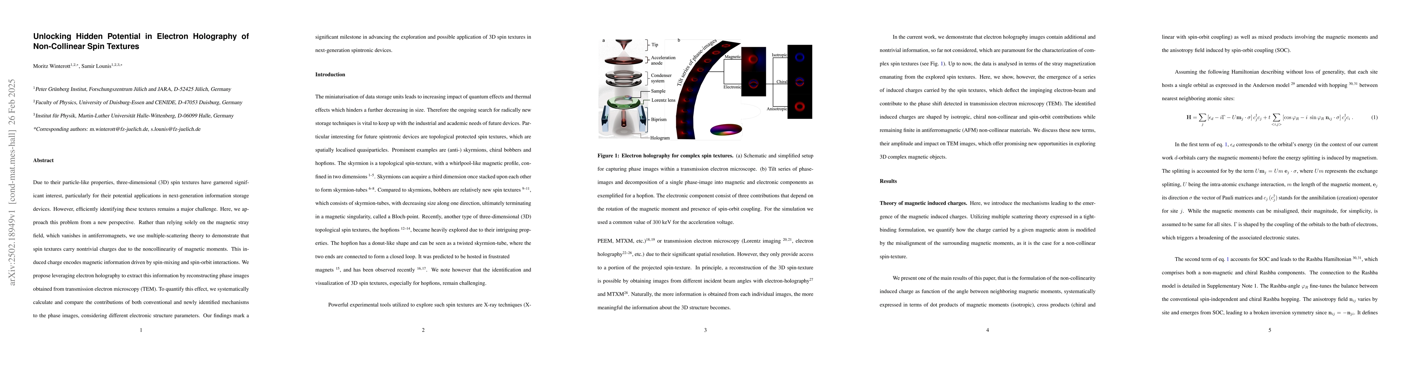 Thumbnail for Unlocking Hidden Potential in Electron Holography of Non-Collinear Spin
  Textures