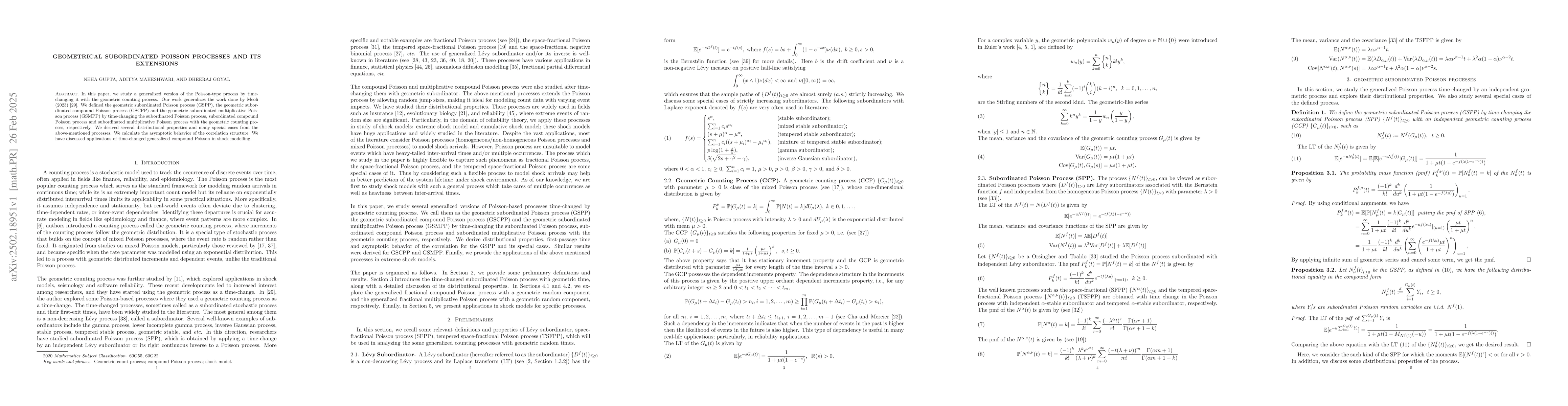 Thumbnail for Geometrical subordinated Poisson processes and its extensions
