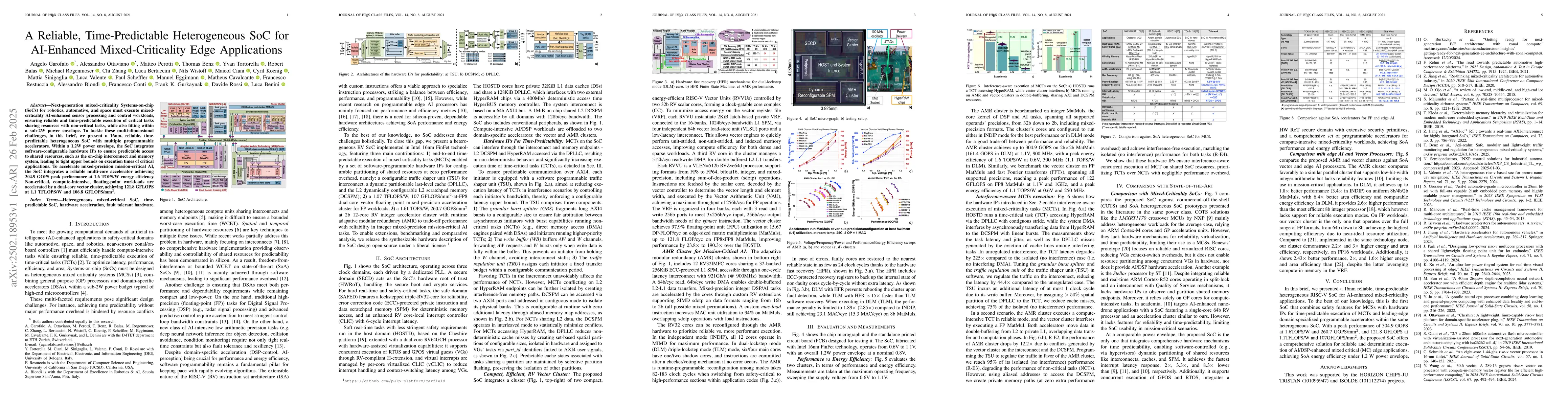 Thumbnail for A Reliable, Time-Predictable Heterogeneous SoC for AI-Enhanced
  Mixed-Criticality Edge Applications