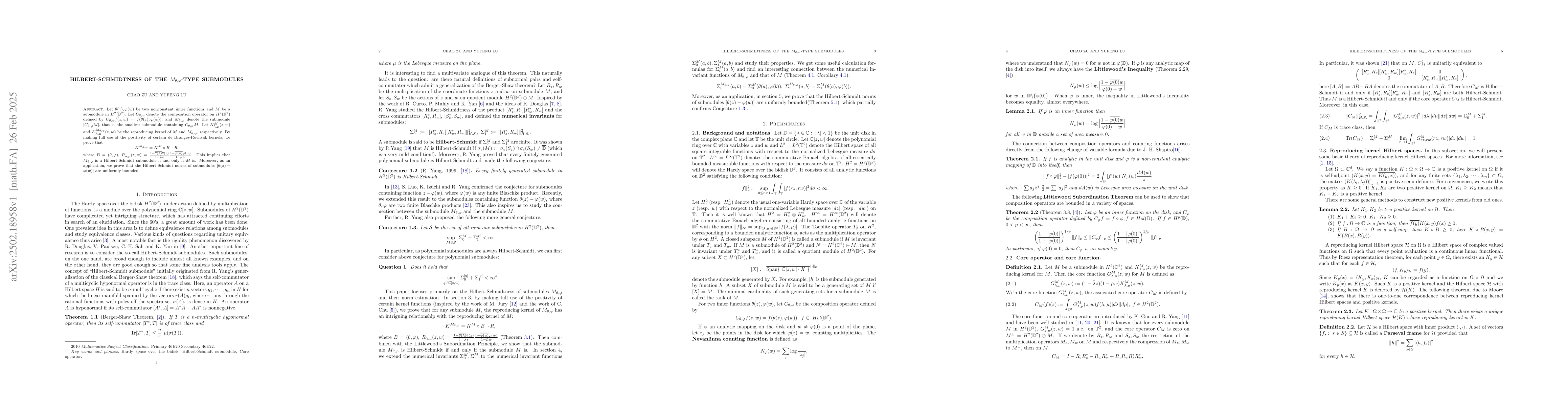 Thumbnail for Hilbert-Schmidtness of the $M_{θ,\varphi}$-type submodules