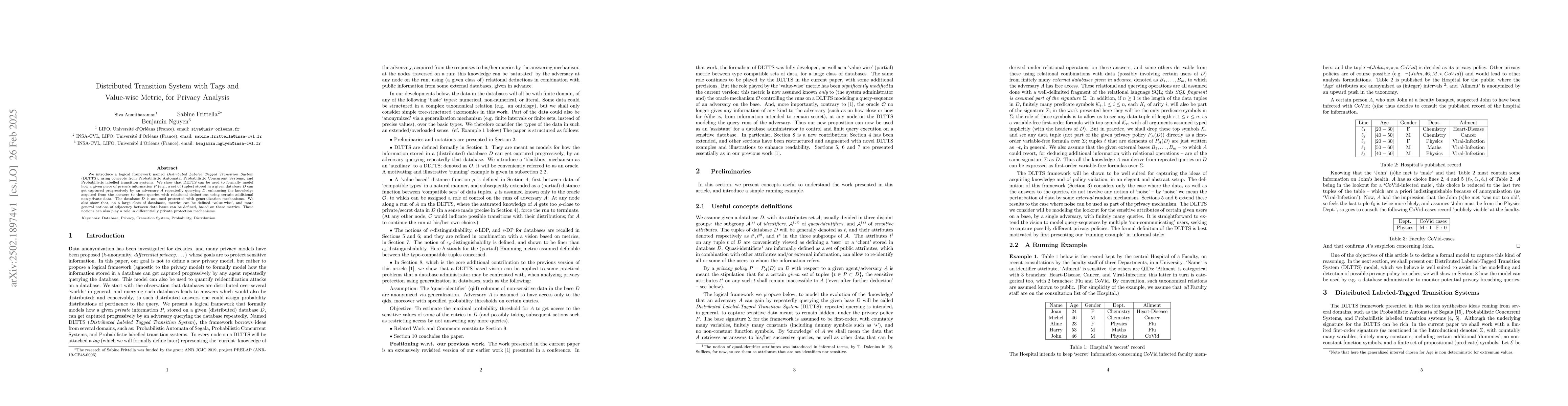 Thumbnail for Distributed Transition System with Tags and Value-wise Metric, for
  Privacy Analysis