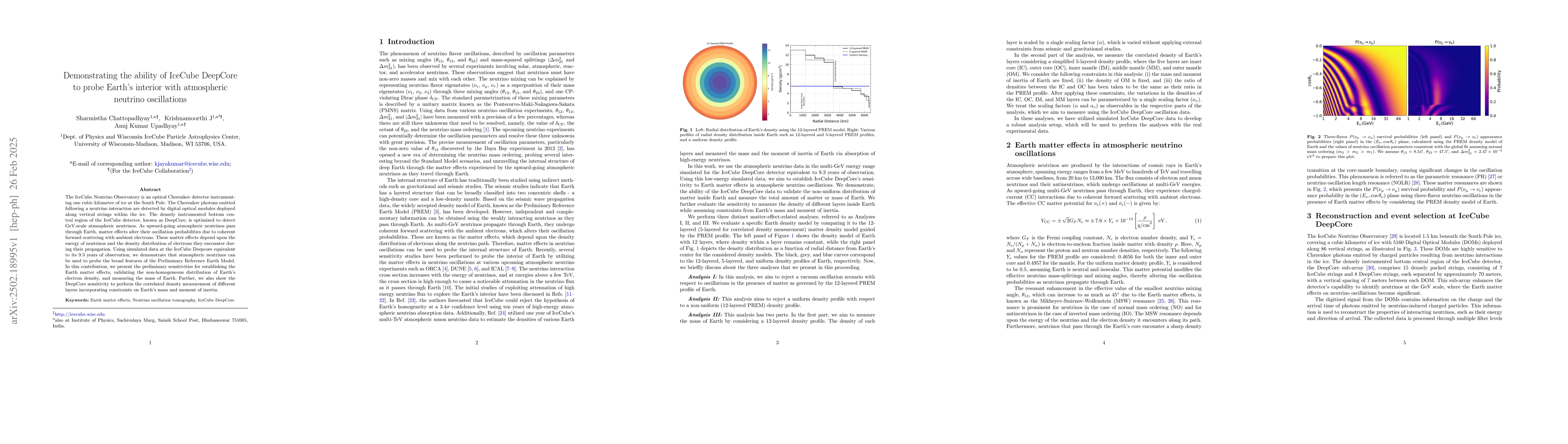 Thumbnail for Demonstrating the ability of IceCube DeepCore to probe Earth's interior
  with atmospheric neutrino oscillations