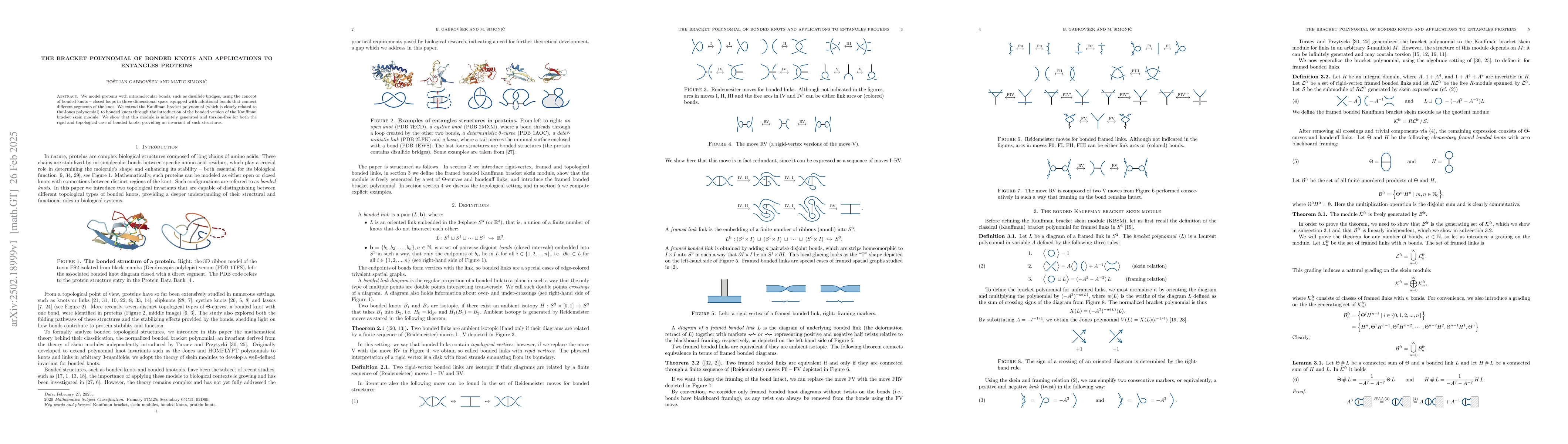 Thumbnail for The bracket polynomial of bonded knots and applications to entangles
  proteins